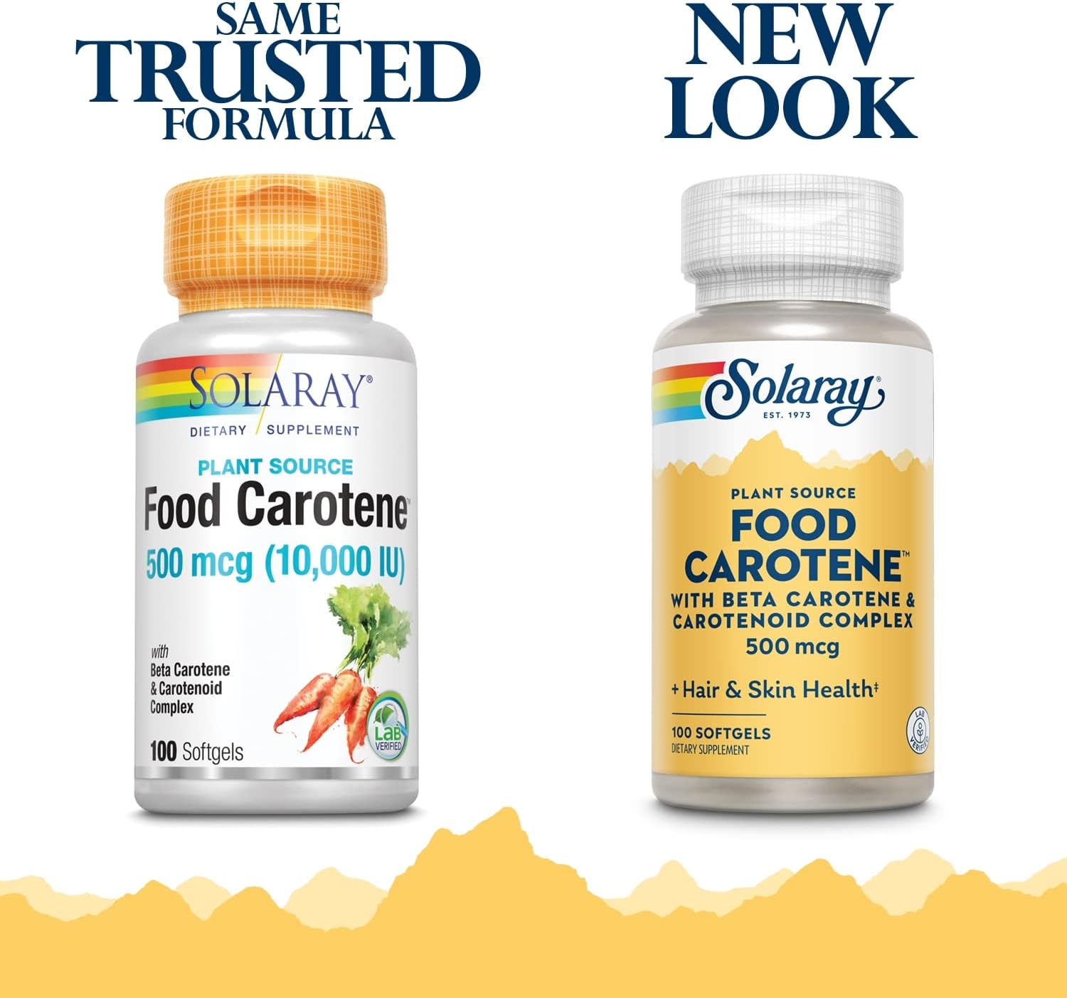 SOLARAY Caroteno alimentario, vitamina A 10000 UI  Piel saludable, ojos, antioxidantes y apoyo inmunológico (100 unidades)  Paquete de 2