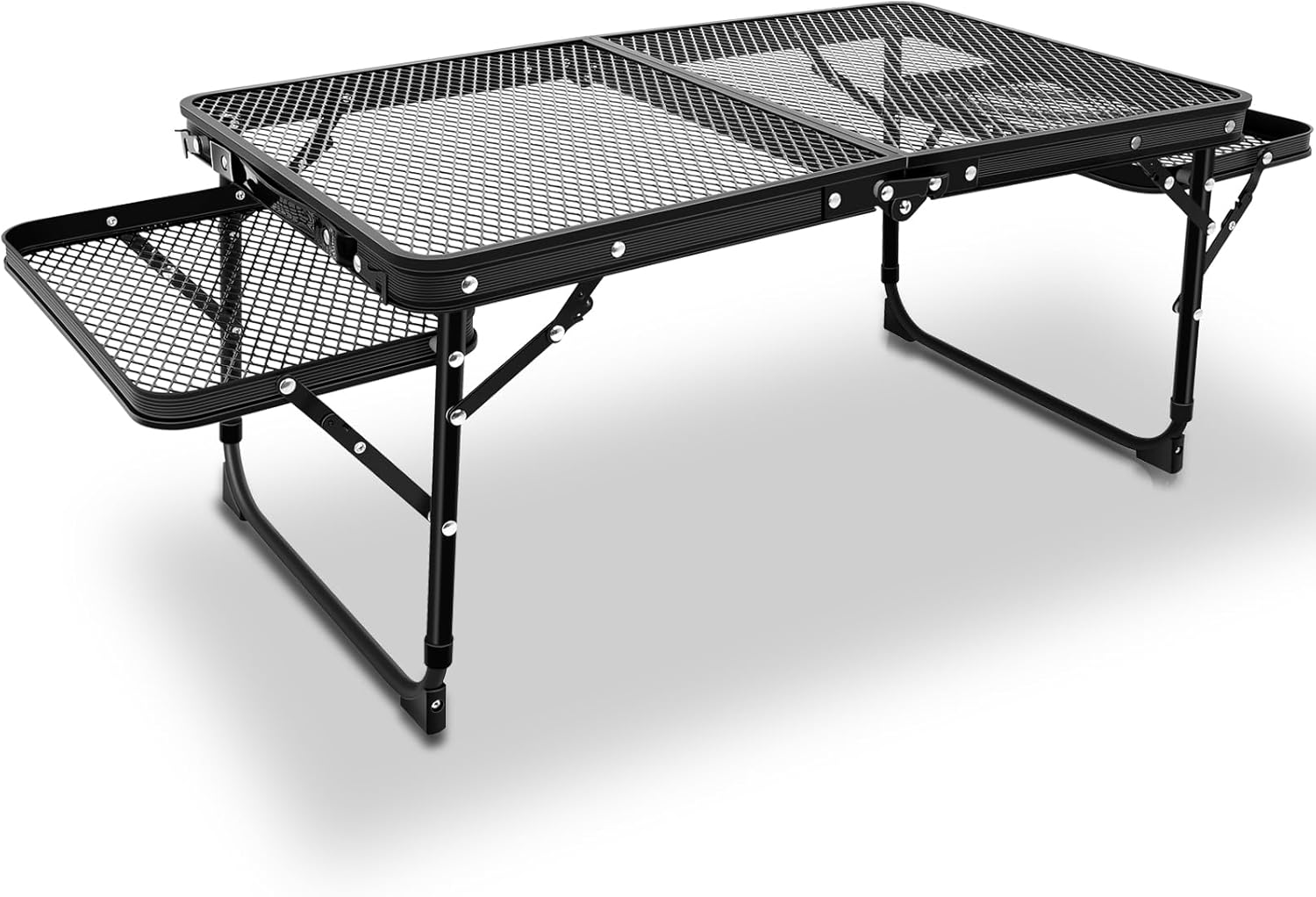 Mesa de parrilla, mesa de camping plegable, mesa de comedor de aleación de aluminio, mesa de campamento plegable de altura y ancho ajustables,