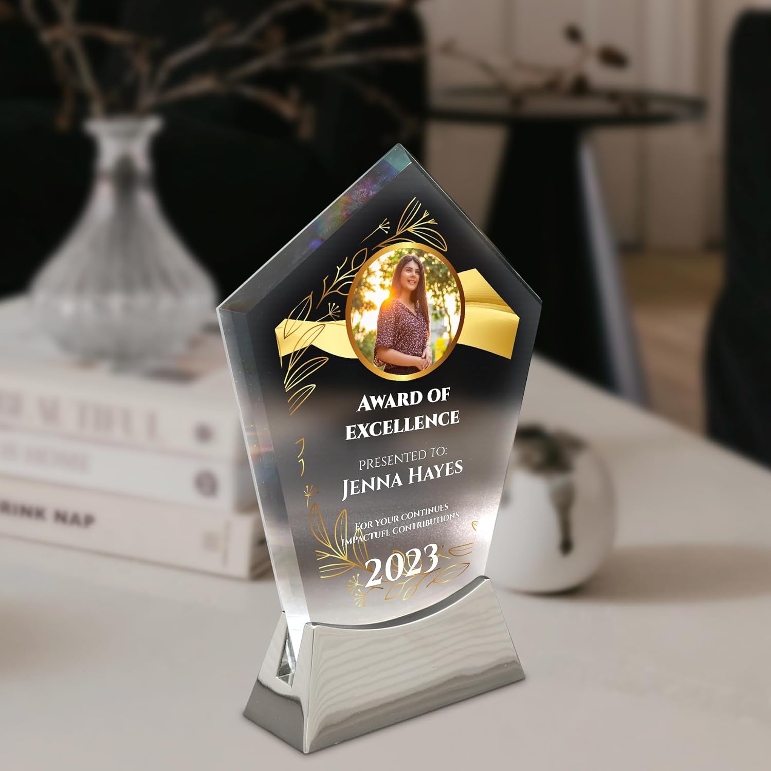 Placa de vidrio personalizada de 7 12 pulgadas para premios y trofeos, premio personalizado para empleado del mes, regalo de jubilación, liderazgo y
