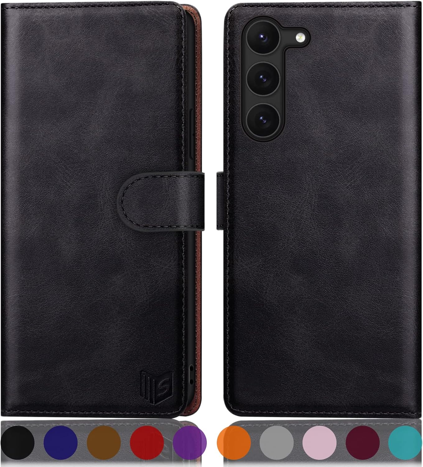 SUANPOT Funda tipo cartera para Samsung Galaxy S23 5G con bloqueo RFID, tarjetero de crédito, funda protectora de piel sintética con tapa para