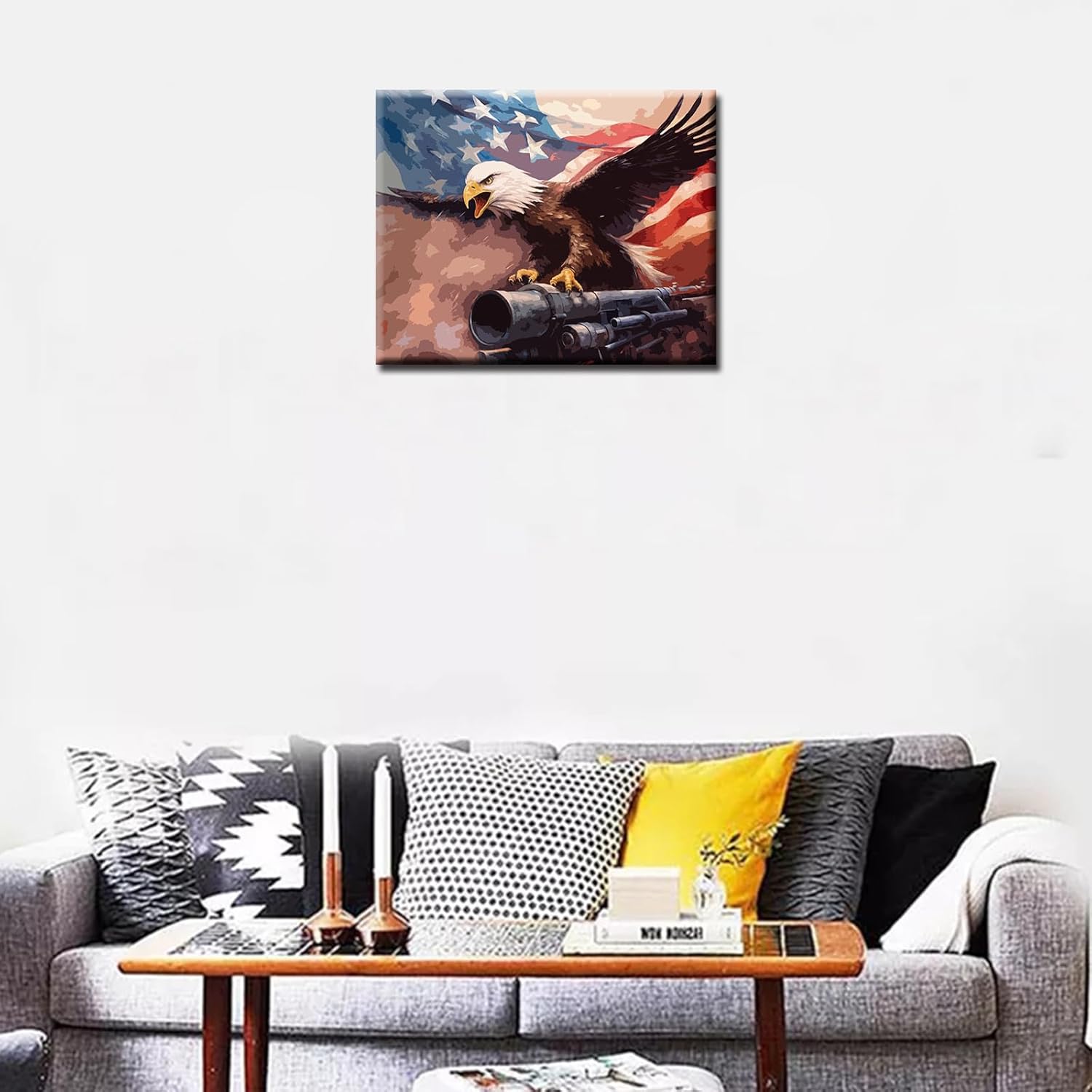 Tucocoo Kit de pintura por números para el Día de la Independencia de la Guerra por números, pintura acrílica, lienzo, animales, kit de arte para