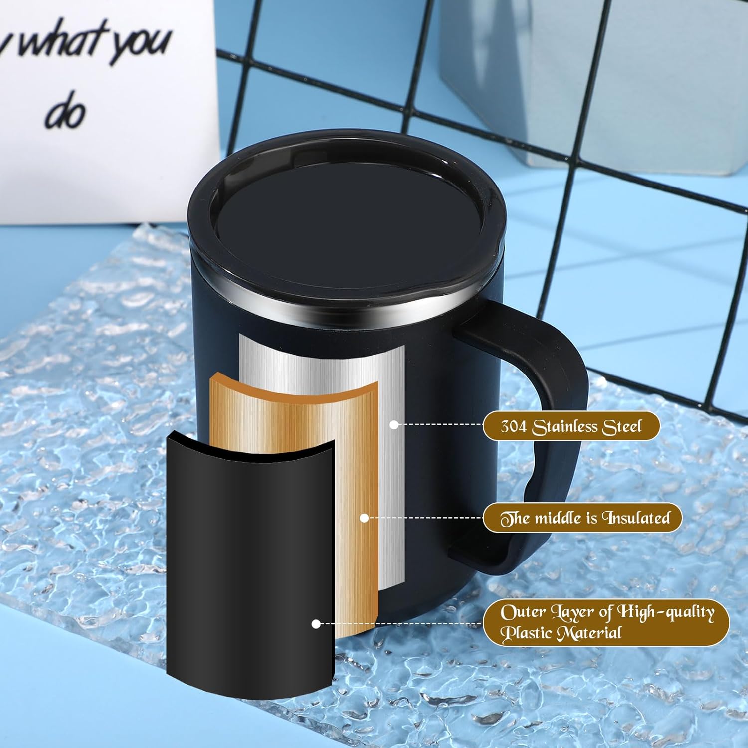 Inbagi 4 juegos de regalos de agradecimiento para mujeres, vaso de viaje aislado con asa de tapa, tazas de café de acero inoxidable de 17 onzas para