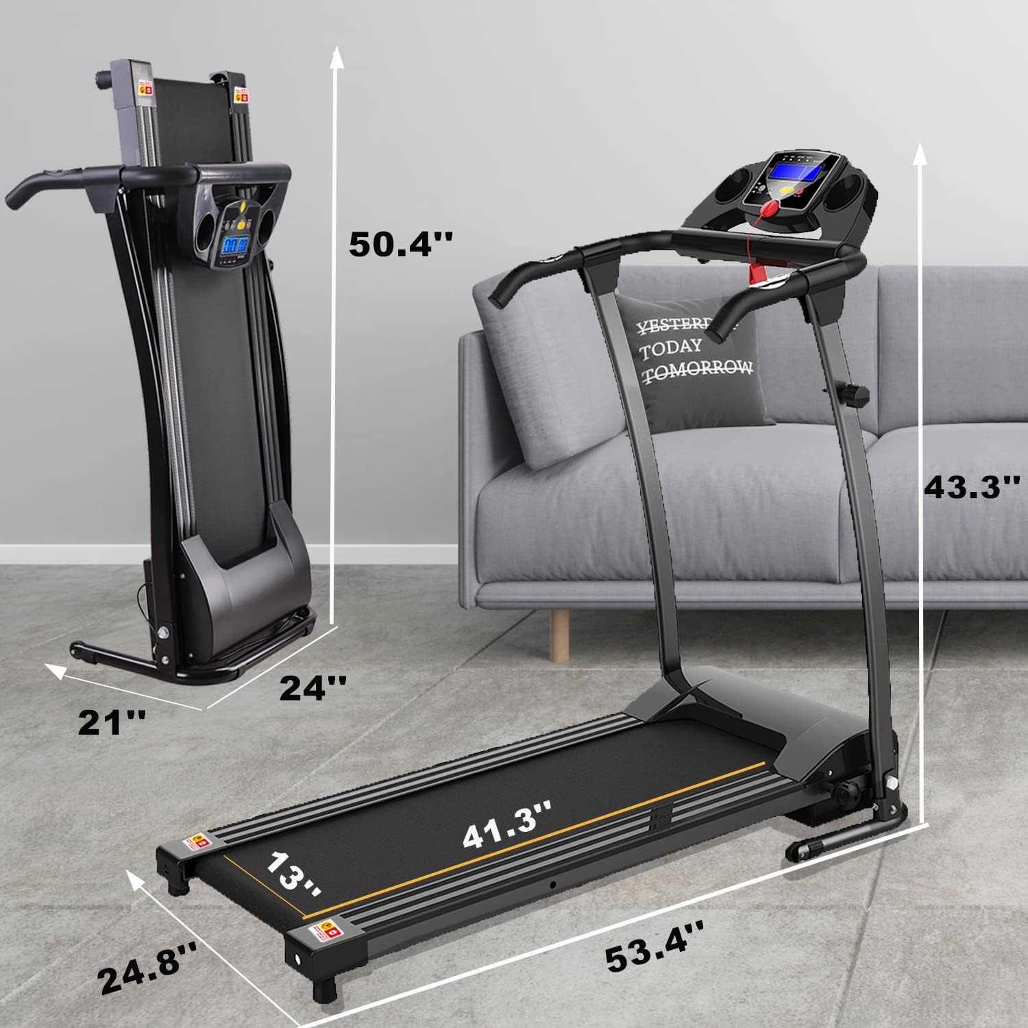 FYC Cintas de correr plegables para el hogar, máquina de ejercicio eléctrica para correr, cinta de correr compacta para el gimnasio en casa,