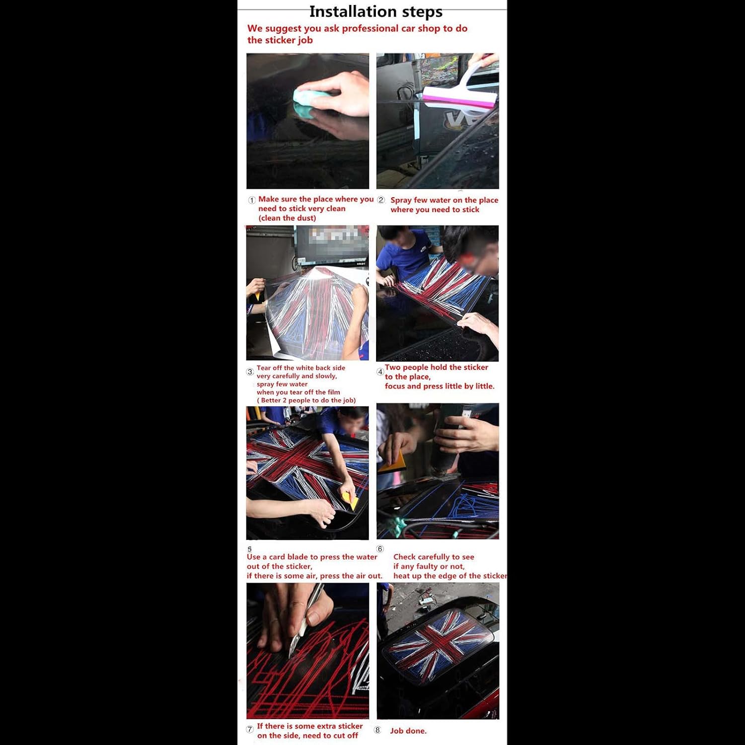 Adhesivo de vinilo para techo corredizo automotriz para R55 R56 (1 juego de 2 unidades, bandera de Union Jack gris, vinilo)