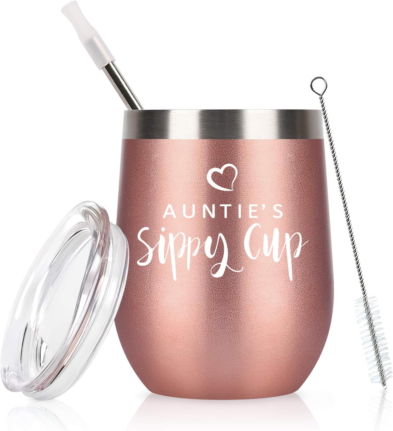 Vaso de vino con tapa, regalos para el día de la madre para tías, regalos de cumpleaños para tías, regalos para la mejor tía, de sobrina, sobrino,