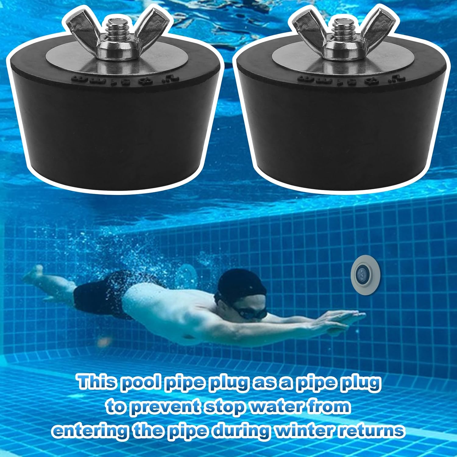 Enchufe de invierno para piscina, tapones de expansión de invierno de 2 pulgadas con tornillo SS, pernos de acero inoxidable, goma resistente,