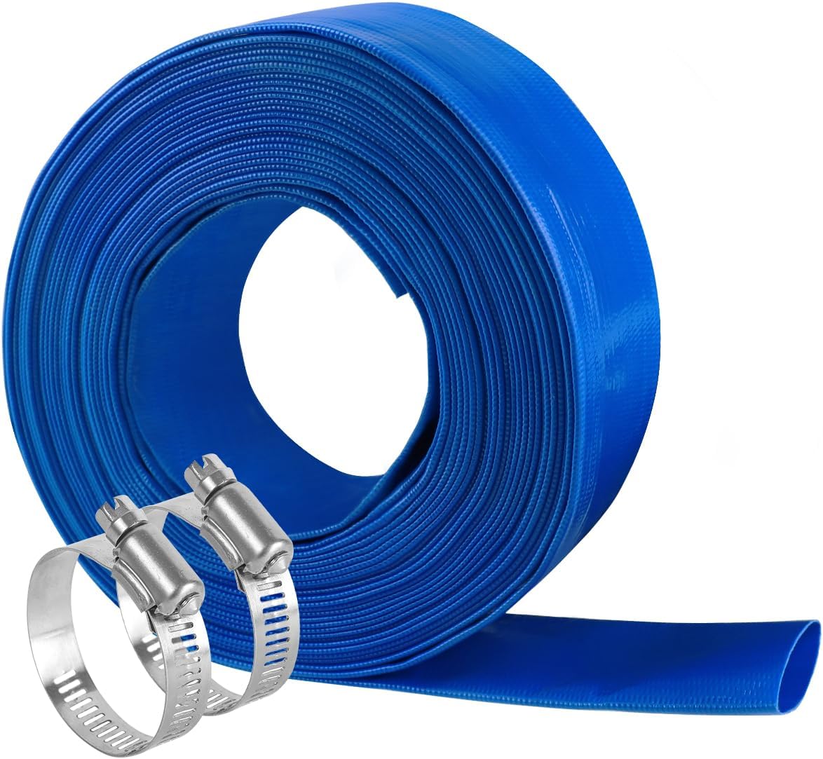 Eastrans Manguera de retrolavado de PVC azul de 1-14 x 100 pies para piscinas, manguera de descarga resistente, manguera de drenaje reforzada para