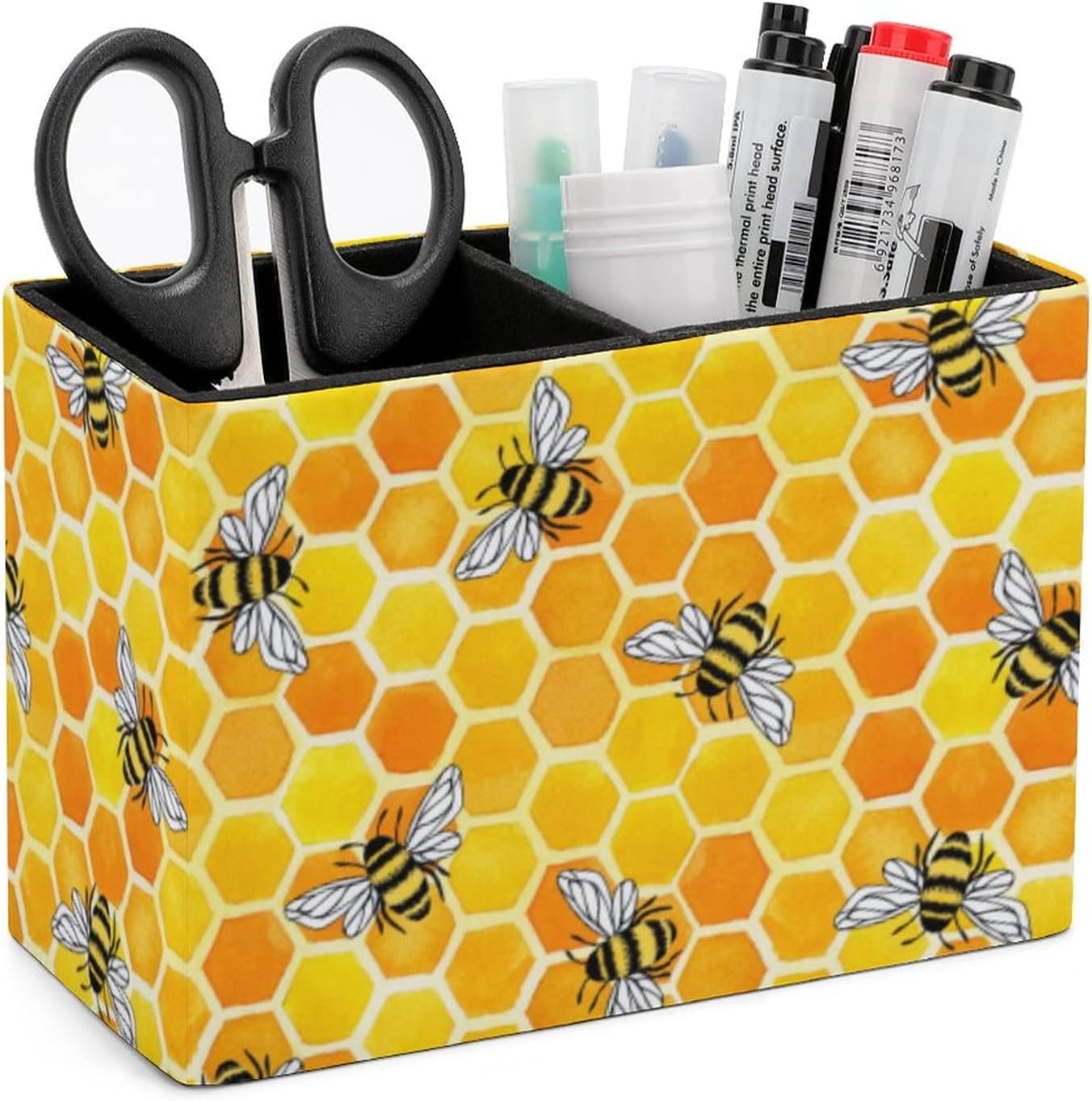 Portalápices para escritorio, soporte de lápiz amarillo de panal y abejas, organizador de bolígrafos de escritorio, organizador de lápices, soporte