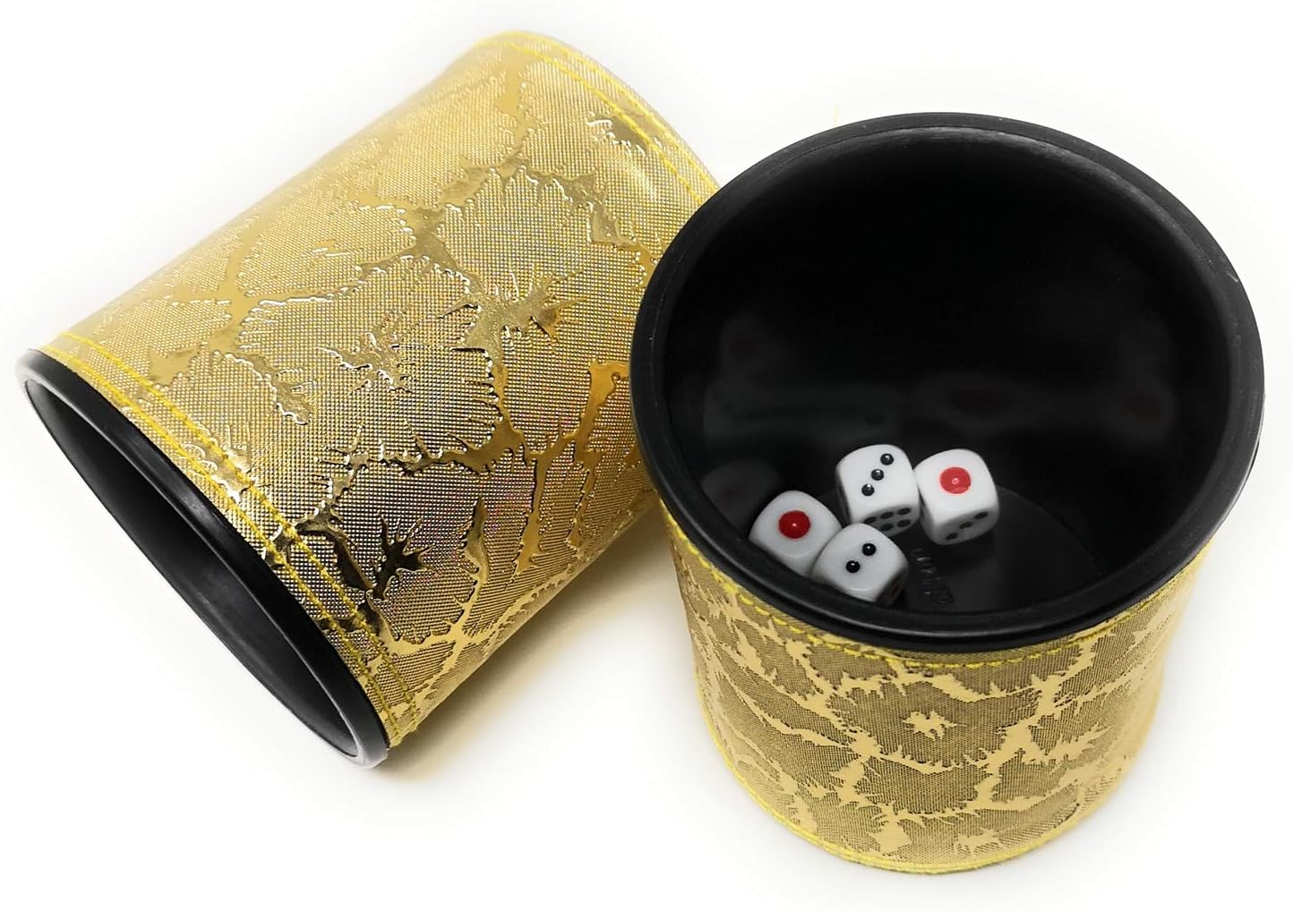 Asian Home Thy Collectibles – Juego de dados con 5 dados, de piel sintética, profesional, juego de tazas para YahtzeeCrapsBackgammon u otros juegos