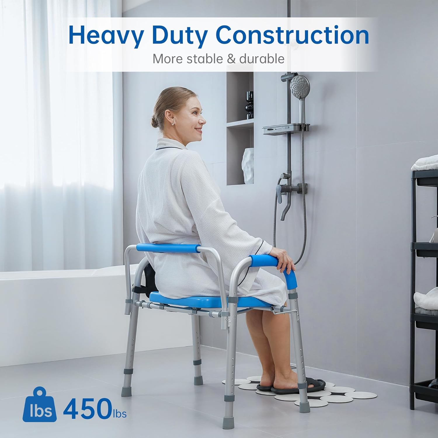 Asiento de inodoro elevado de alta resistencia con reposabrazos y respaldo, elevador elevado de asiento de inodoro 450 libras, silla médica de