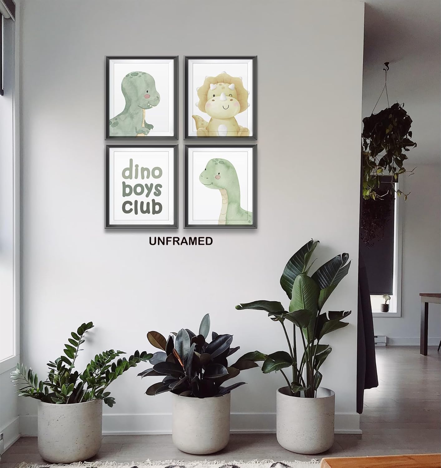 AEHIE Dino – Póster de acuarela para niños, niños, habitación de niños, habitación de juegos, decoración de habitación de juegos, decoración de