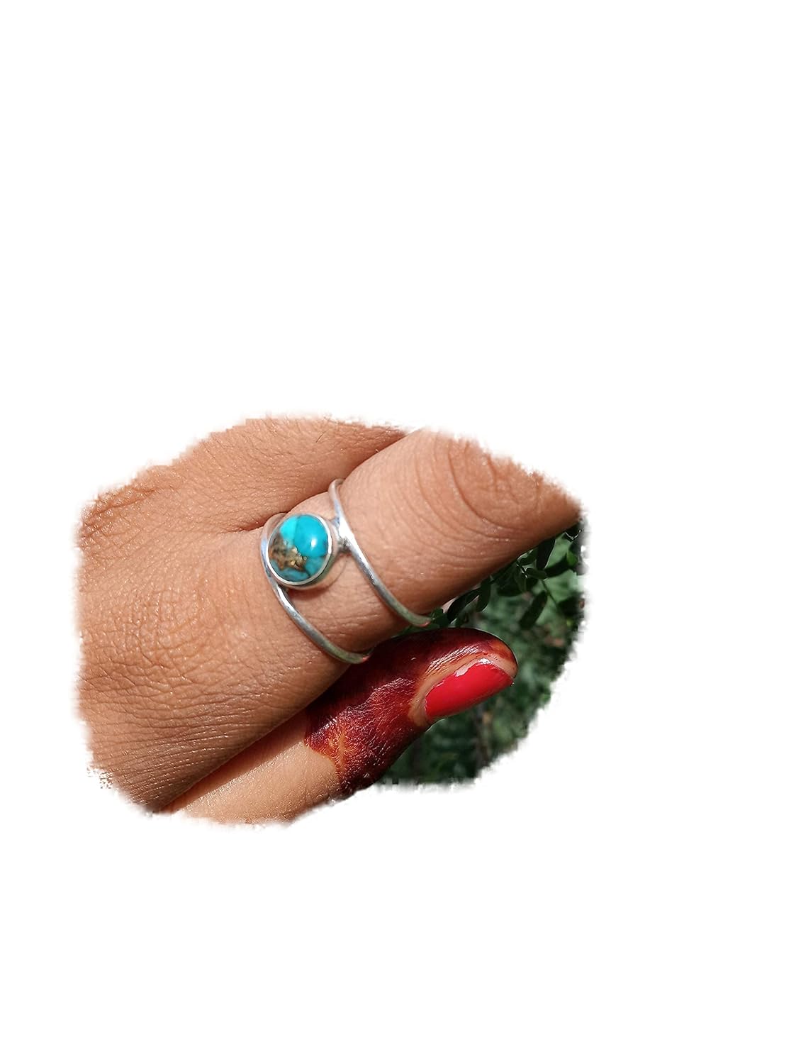 Blue Copper Turquoise Ring, 925 Sterling Silver Ring, Double Band Ring, December Birthstone Ring, Gothic Ring, Wedding Ring, Gift For Her, Gypsy