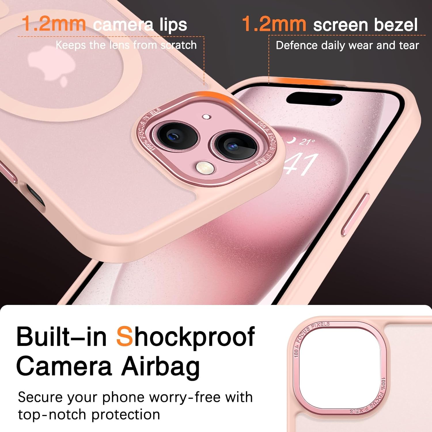 BENTOBEN Funda magnética compatible con iPhone 15, iPhone 15 compatible con MagSafe translúcida mate a prueba de golpes para mujeres y hombres,