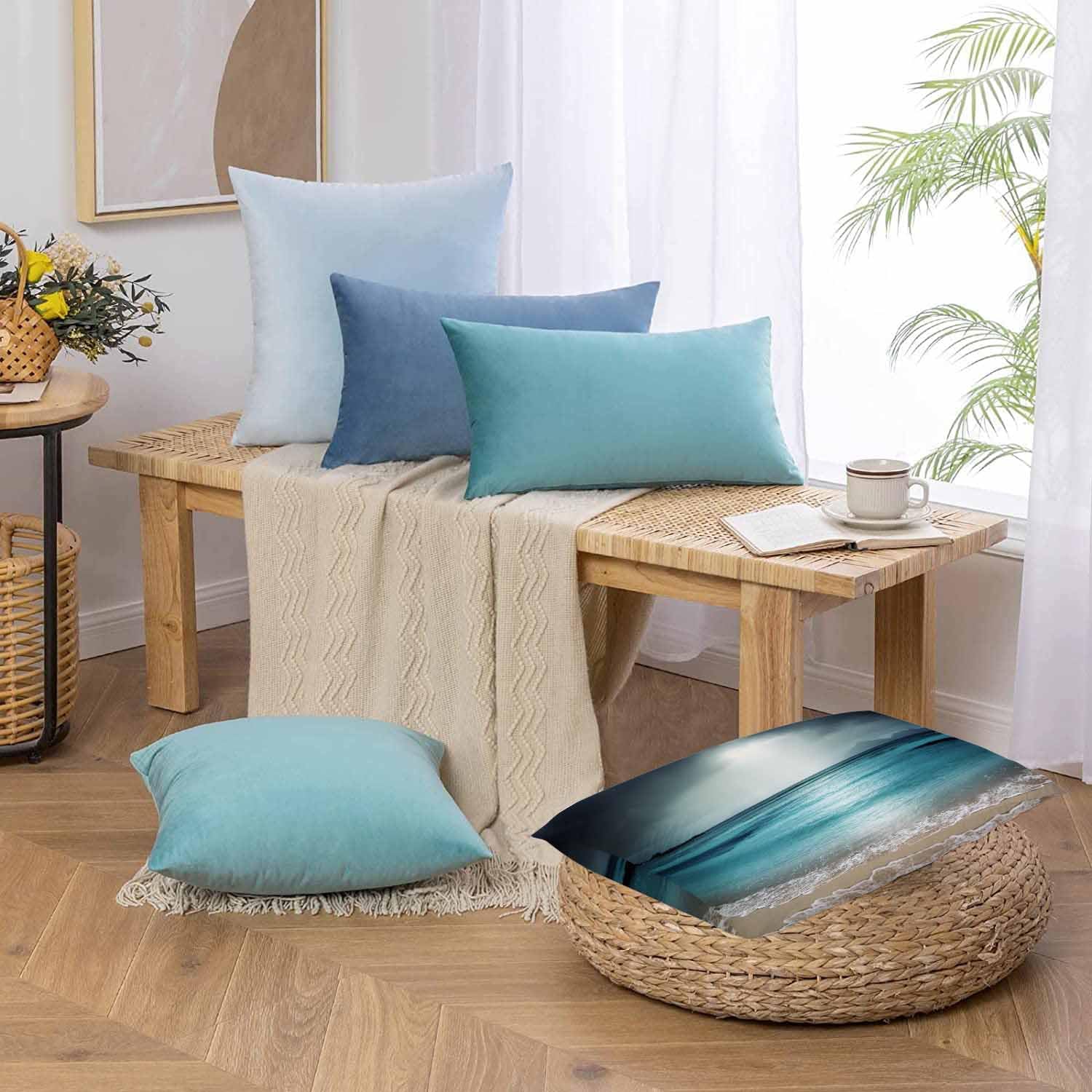 AOYEGO Funda de almohada de cielo oscuro de playa, isla océano, costera, arena, mar, olas, decoración del hogar, fundas de cojín para sofá,
