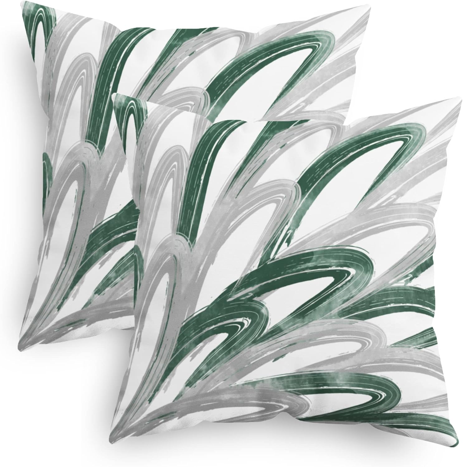 CaliTime Juego de 2 fundas de almohada decorativas de vellón de dos tonos con plumas abstractas para sofá, cama, decoración de casa rural, 20 x 20