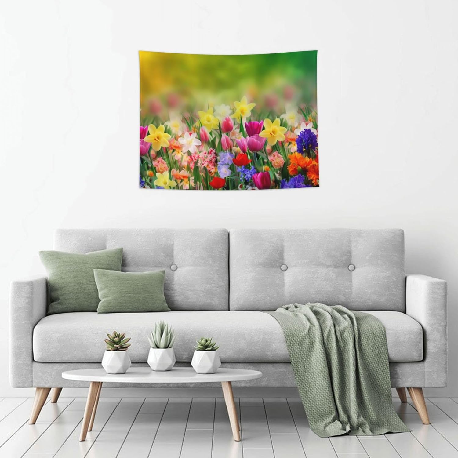 Nameapo Tapiz de verano con flores de primavera para dormitorio, tapiz colgante de pared para sala de estar, dormitorio, manta para decoración del