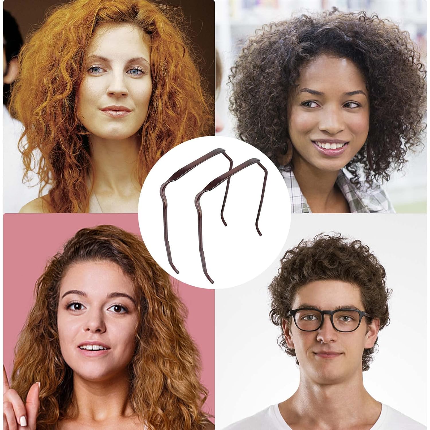MMQ Diademas para el cabello rizado, de cabello grueso, tamaño mediano, para mujer, con diseño cuadrado, para lentes de sol, diadema invisible, aro