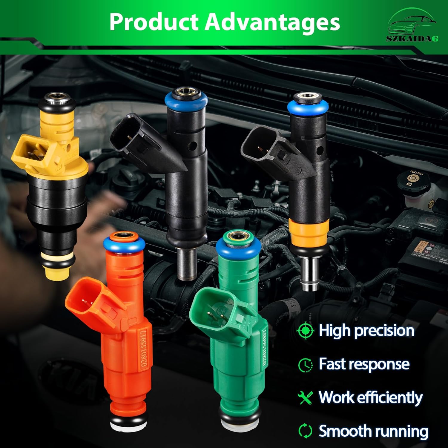0280158005 3.5L V6 para Juego de 6 inyectores de combustible Nissan compatibles con Altima 2004-2006, Maxima 2004-2008, Murano 2003-2004, Quest