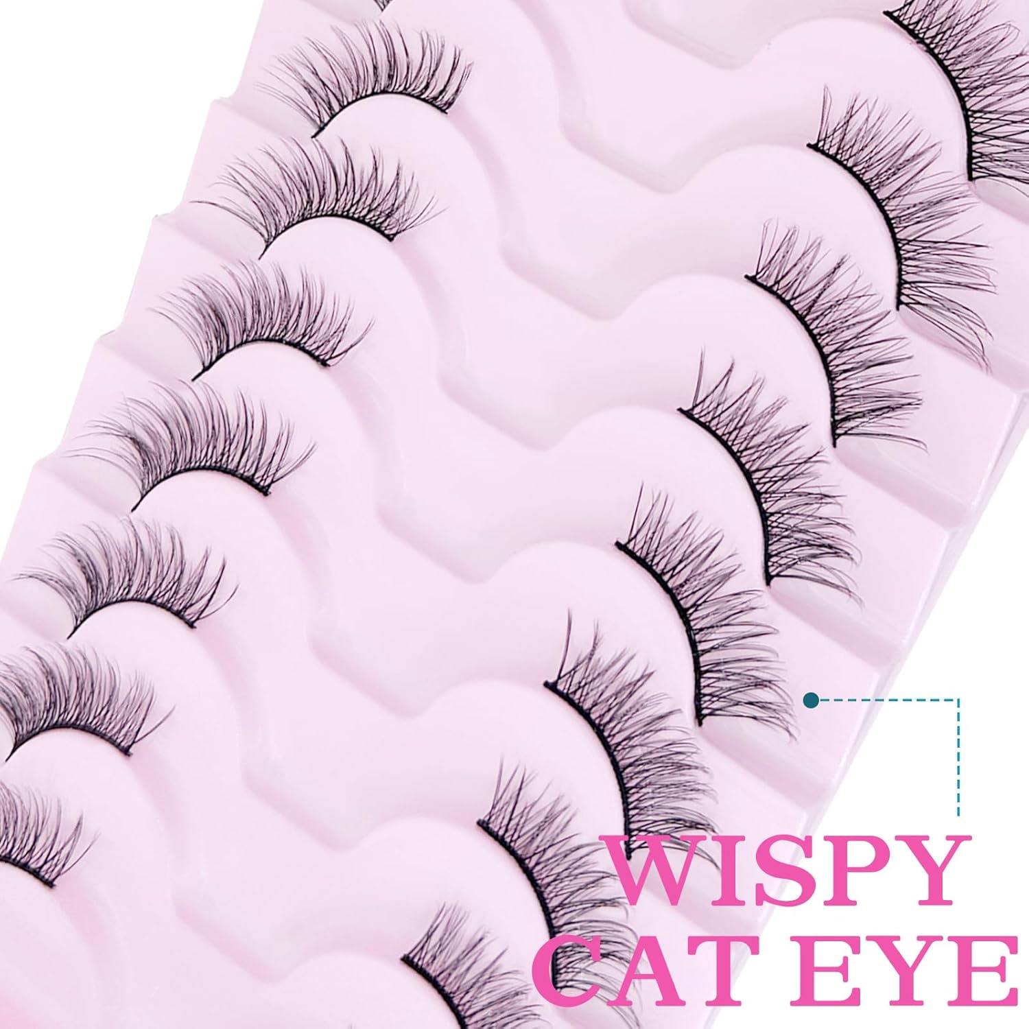 SLSXNL Pestañas postizas de aspecto natural, con banda negra, esponjosas, ojo de gato, 10 pares reutilizables de media pestaña