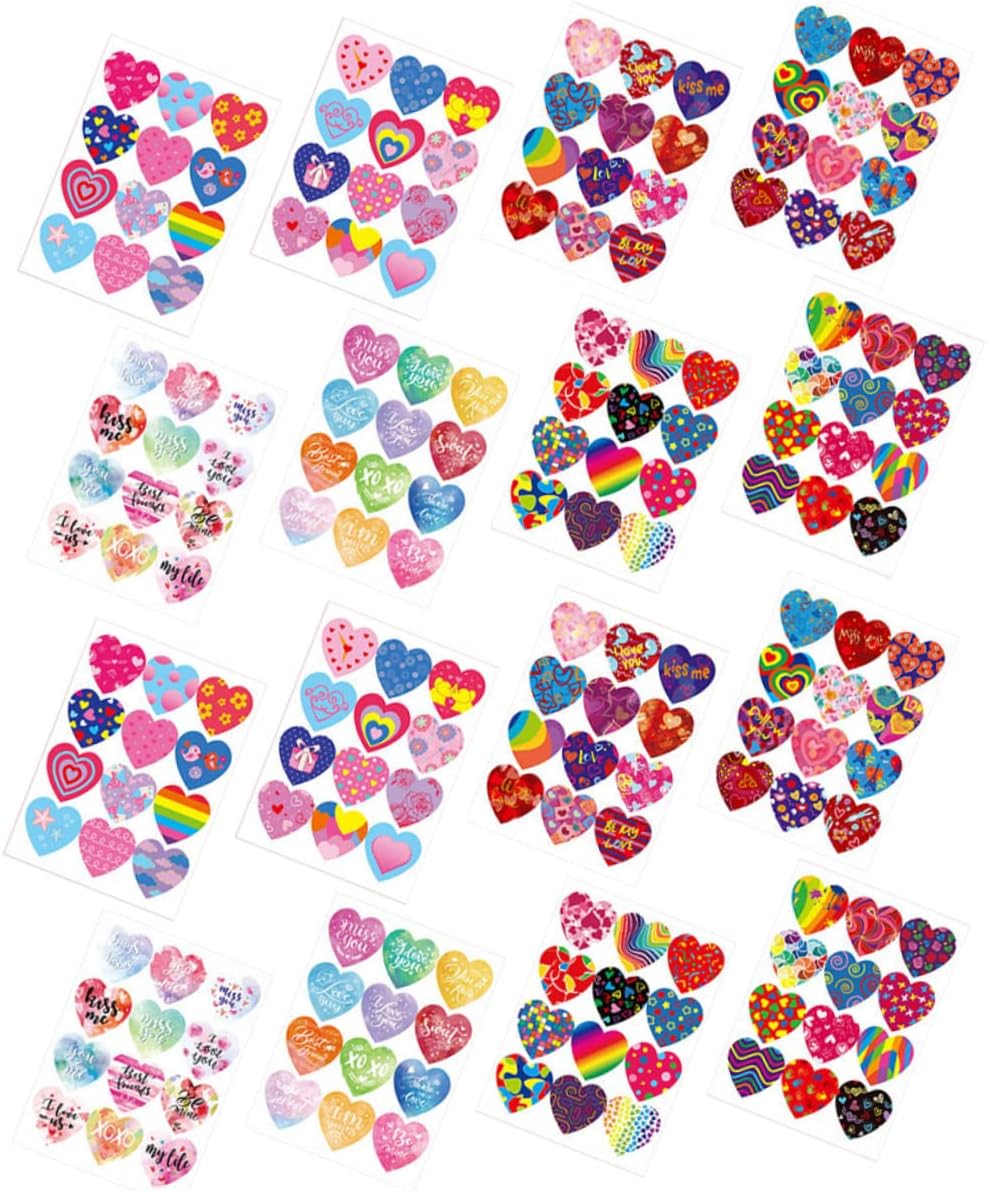 Abaodam 64 Sheets Heart Envelope Sticker Wedding Favors Decorative Stickers Wedding Stickers Gay Pride Gift Stickers Paper Hearts Cutouts Rainbow