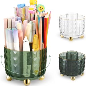 Portalápices transparente para escritorio, organizador de escritorio giratorio de 360, organizador de escritorio con 6 ranuras para lápices, para Portalápices transparente para escritorio, organizador de escritorio giratorio de 360, organizador de escritorio con 6 ranuras para lápices, para