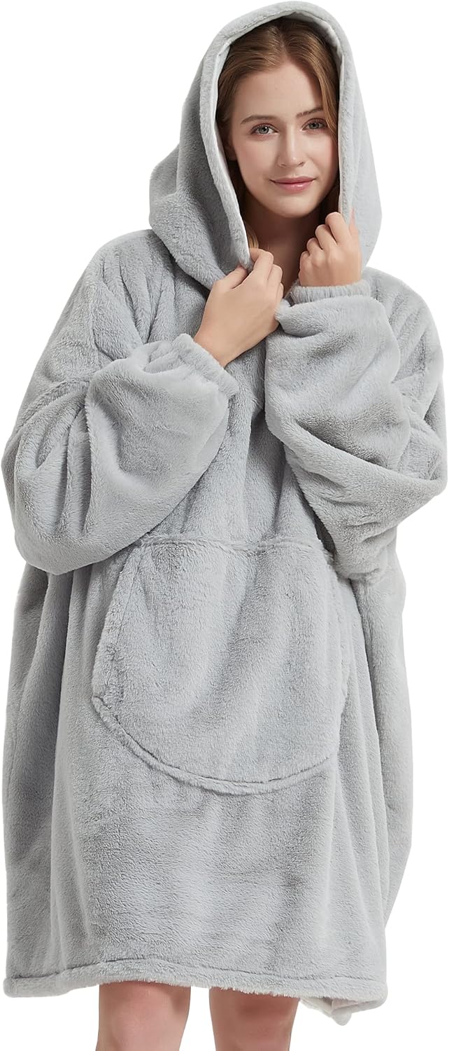 Softan Manta con capucha, manta de gran tamaño para adultos, mujeres y hombres, sudadera con capucha súper cálida y suave, sudadera de piel