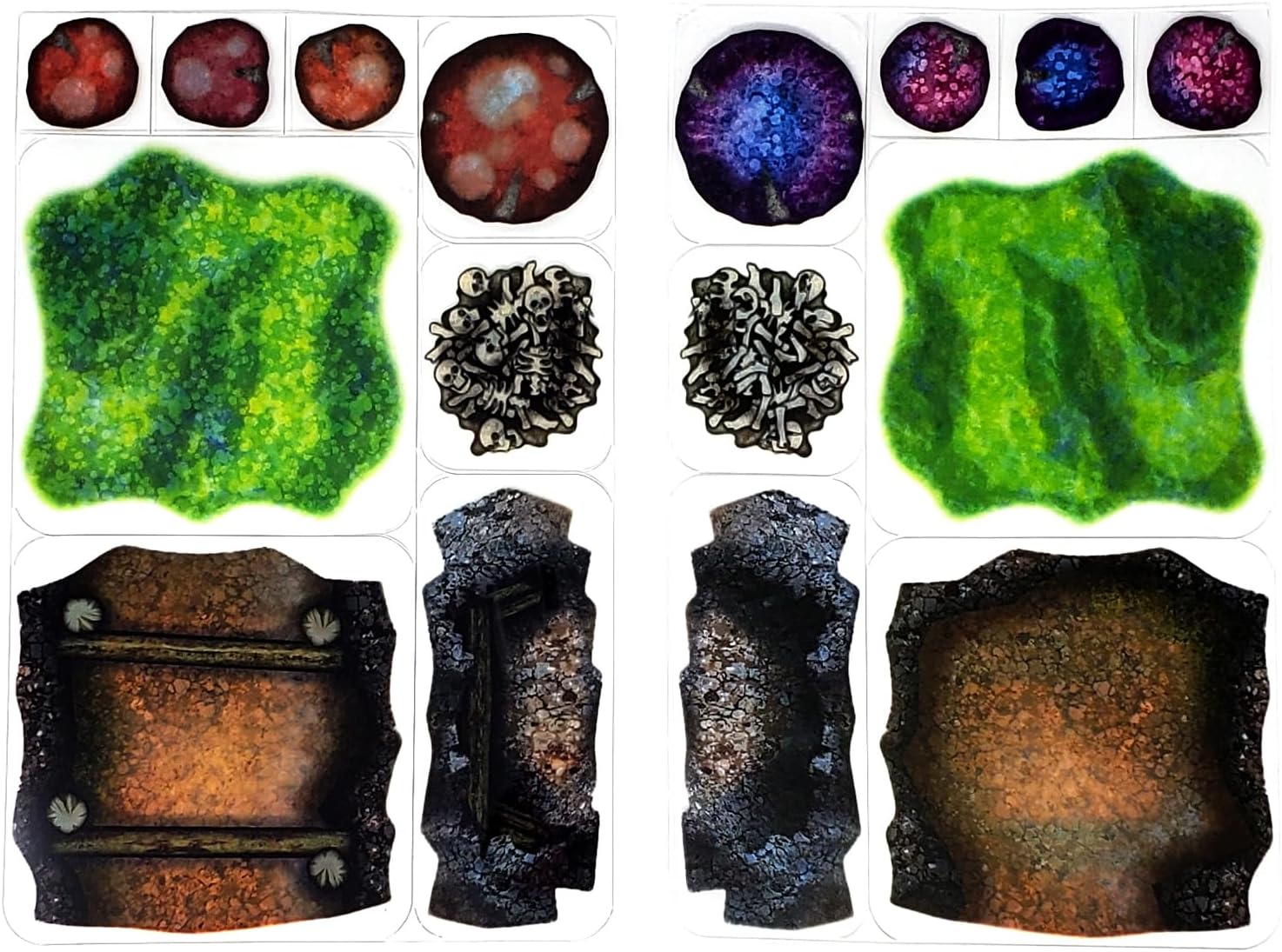 Cuevas – 24 piezas de doble cara para cuevas y terrenos para principiantes y maestros por igual – Objetos de juego de rol para Calabozos y Dragones