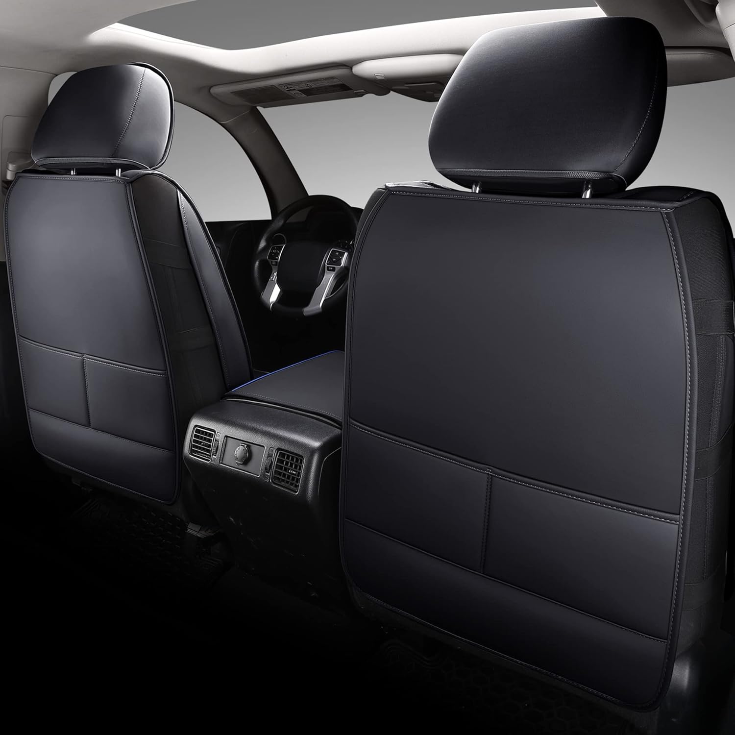 Coverado Fundas de asiento de automóvil Toyota Tundra solo para asientos delanteros, protectores de asiento de automóvil de cuero para camioneta,
