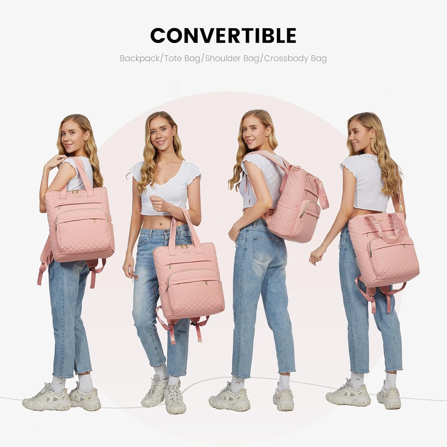 LOVEVOOK Mochila para laptop para mujer, Rosado, Mochila de viaje para computadora portátil y profesor universitario