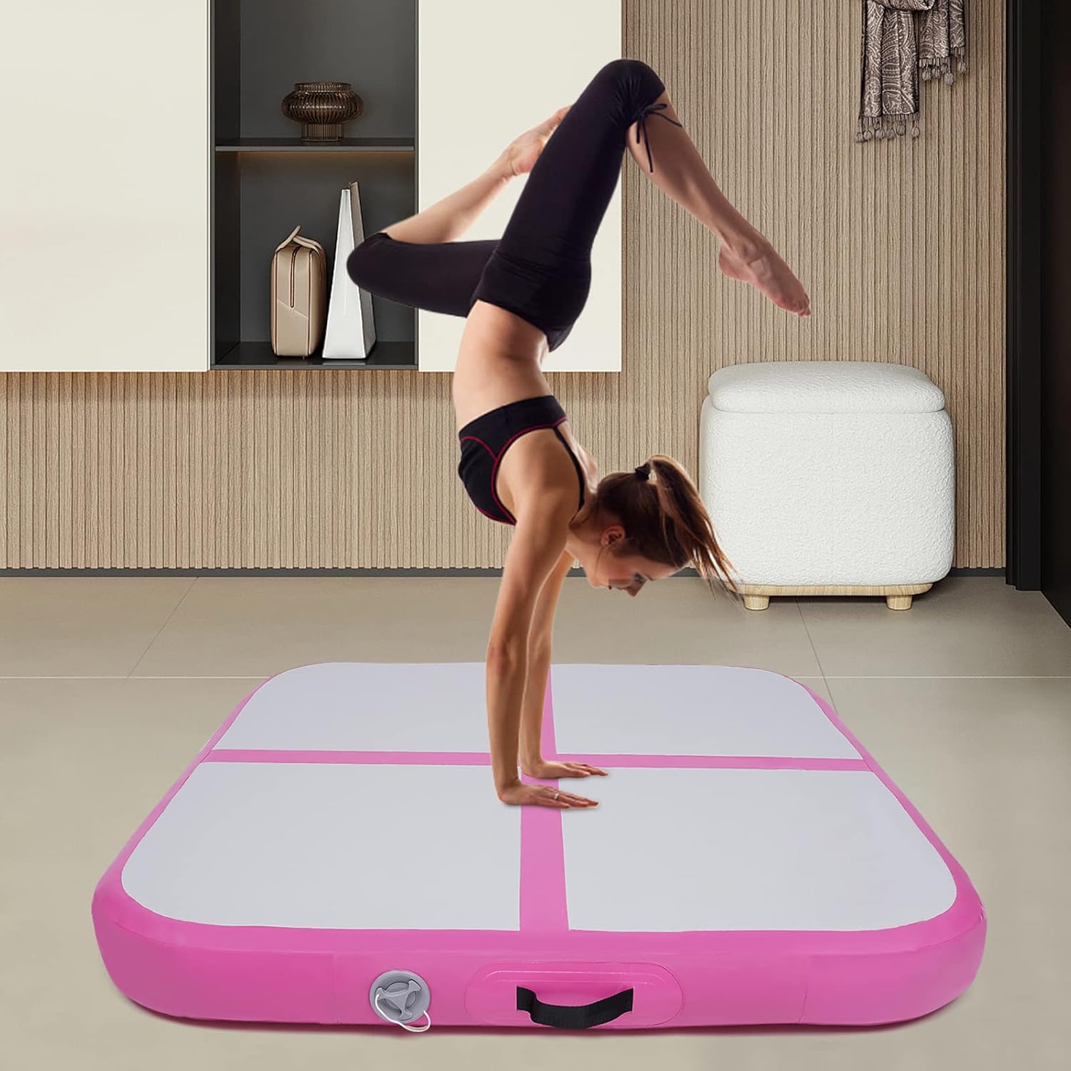 Inflatable Gymnastics Mat Air Tumbling Mat Gymnastics Tumble Track Square 3.947.87 In Thickness Air Mats for Home UseTrainingCheerleadingWater Yoga