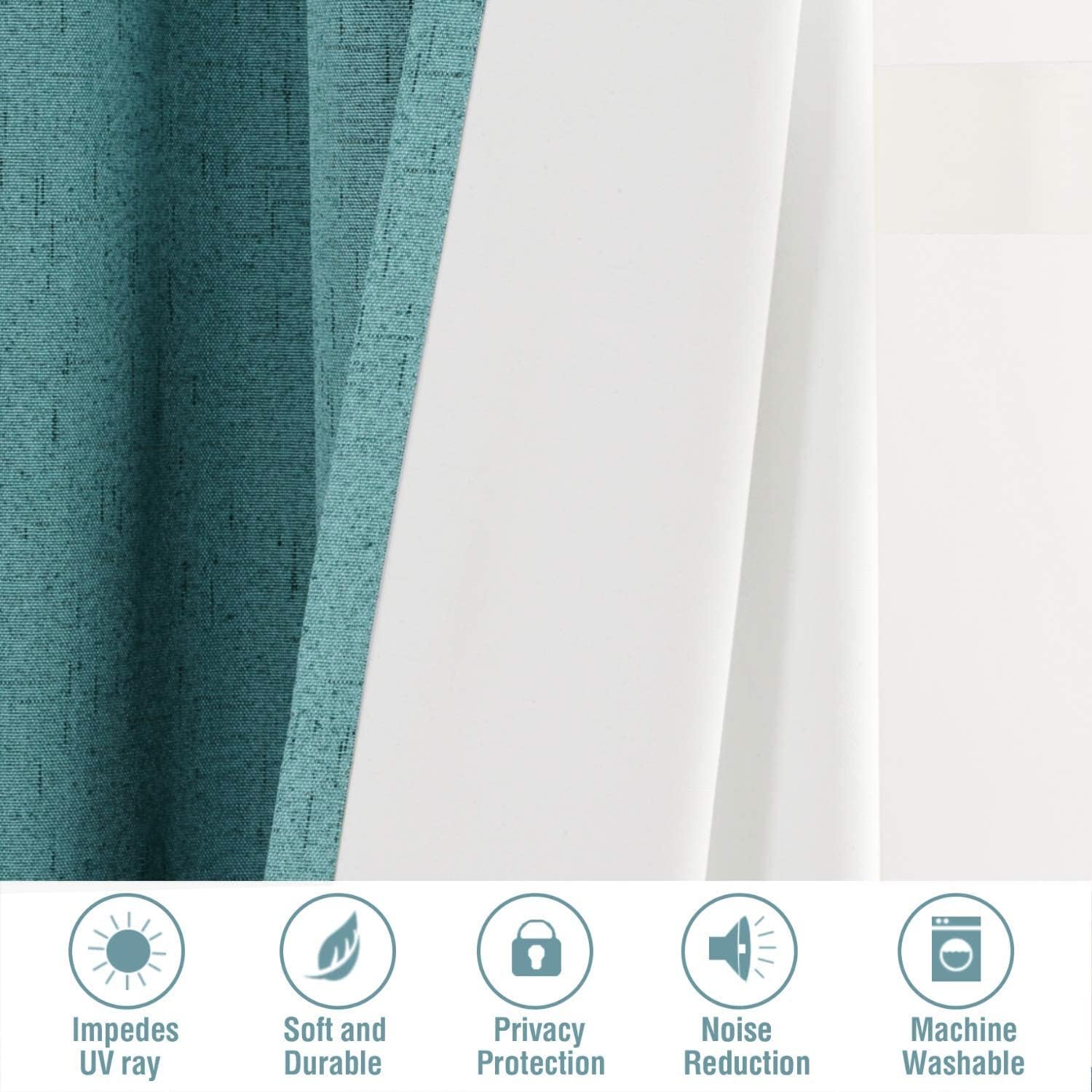 H.VERSAILTEX Primitive – Cortinas de lino 100 % opacas, cortinas de tela de arpillera con forro aislante térmico blanco, cortinas con ojales en la