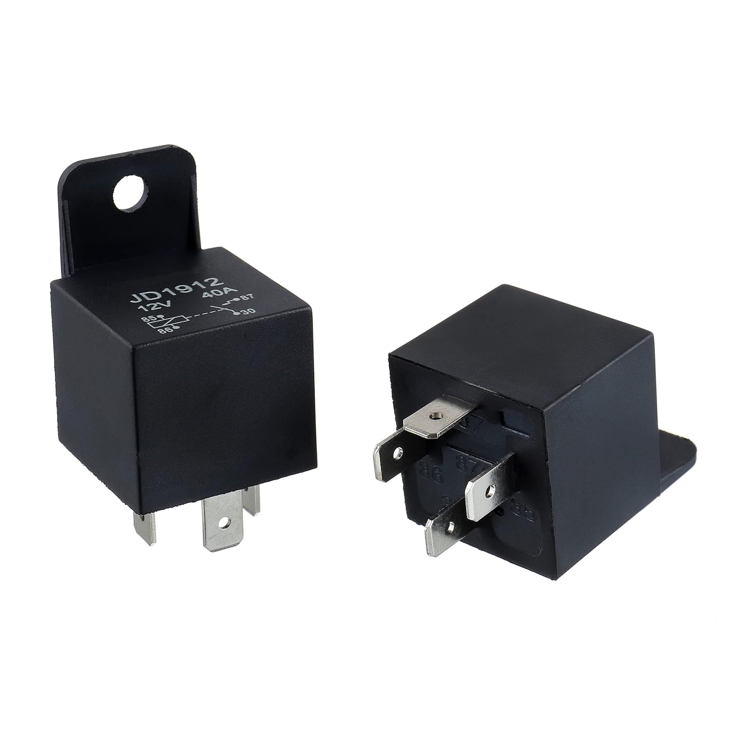JD1912 Relé de 4 pines 40A 12V SPST para automóvil, camión, camioneta, motocicleta, barco, relé (paquete de 2 unidades)