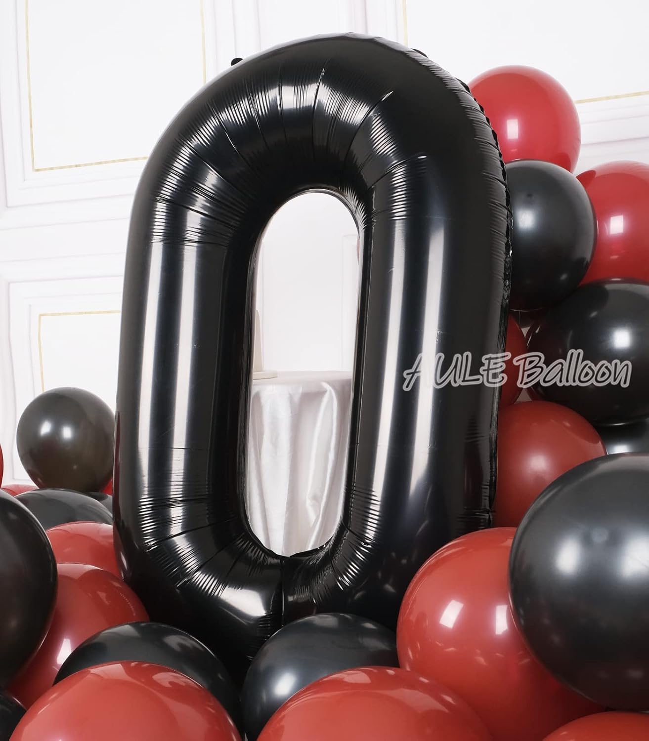 AULE Globos grandes de 40 pulgadas, color negro, número 0, globos grandes de helio del 0 al 9, decoraciones gigantes de fiesta de cumpleaños para