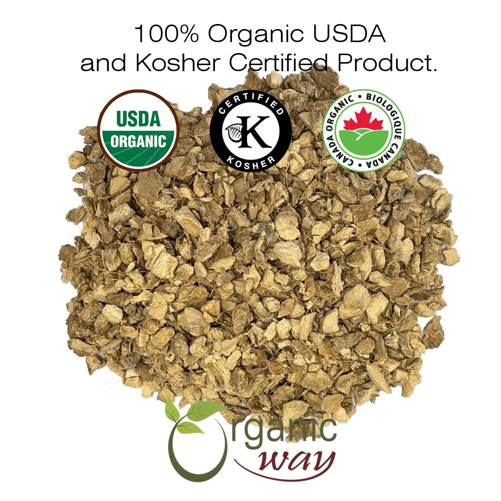 Organic Way Corte y tamizado de raíz de jengibre (Zingiber officinale) – Té de hierbas  Certificado Kosher y USDA  Vegano, sin OMG y sin gluten