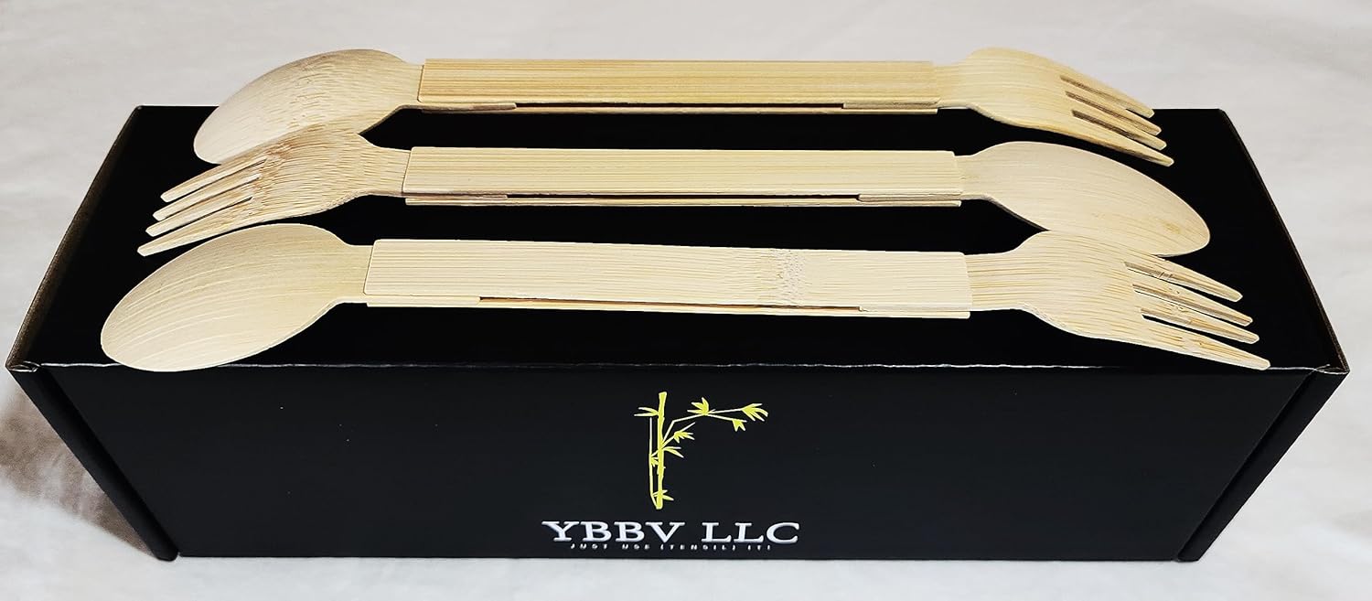 Biodegradable, compostable, desechable, renovable, desmontable veinte tenedores de bambú (cuchara y tenedor)