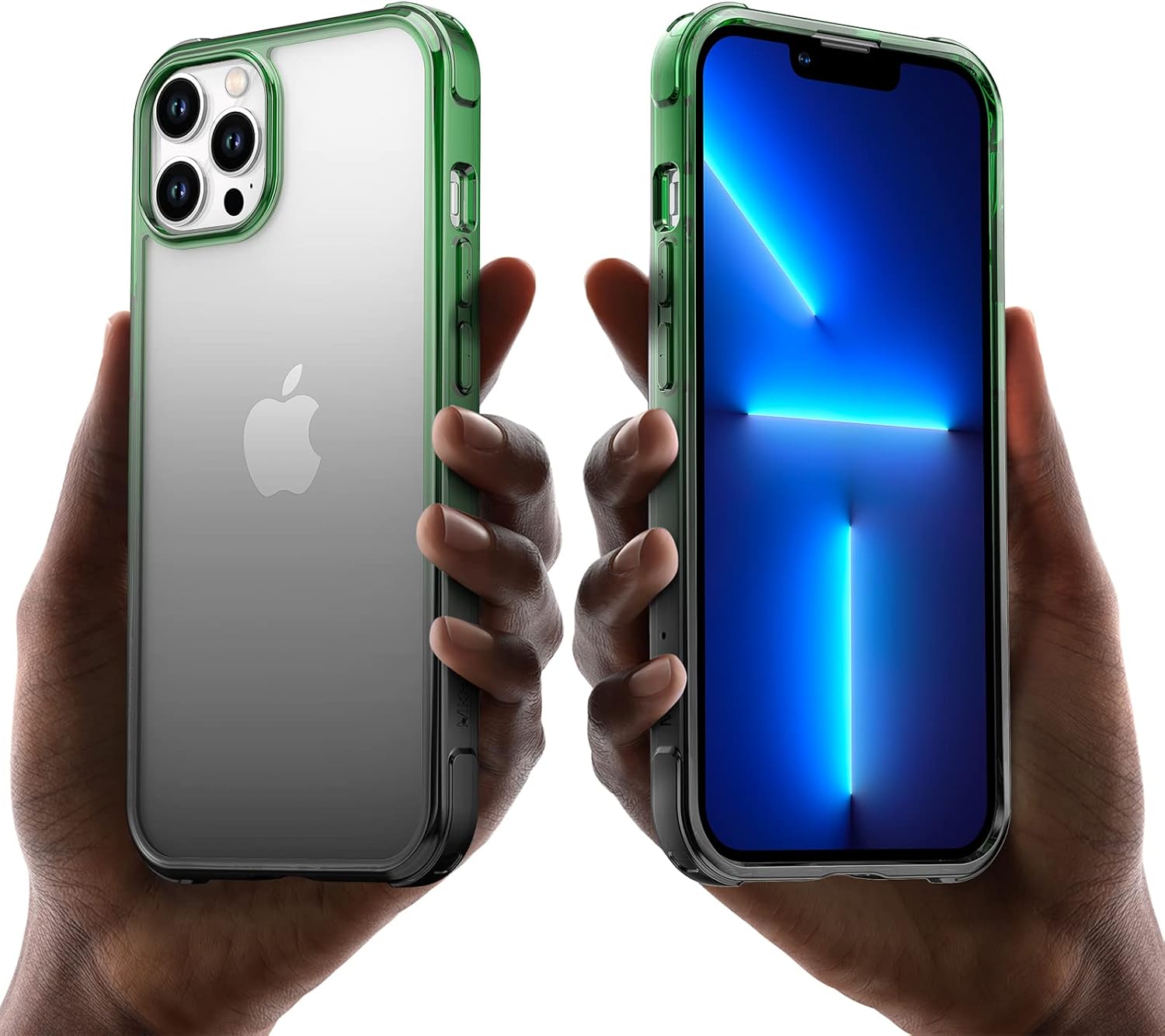 Mkeke Diseñado para iPhone 13 Pro Max Case Funda protectora a prueba de golpes Slim Phone Case Gradient Negro Verde