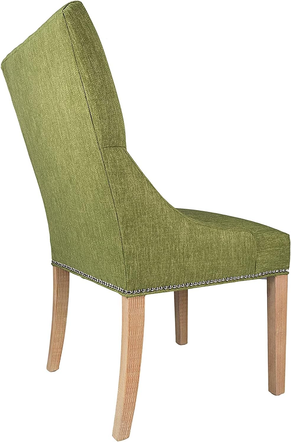 Sole Designs Marie Collection – Silla auxiliar de comedor doble tapizada con detalles de cabeza de clavo, color verde