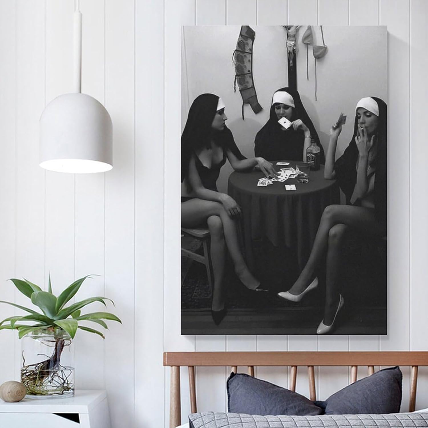 Póster de monja fumadora, póster de arte vintage para mujer, póster de estética de habitación, póster de pintura en lienzo, cuadros e impresiones