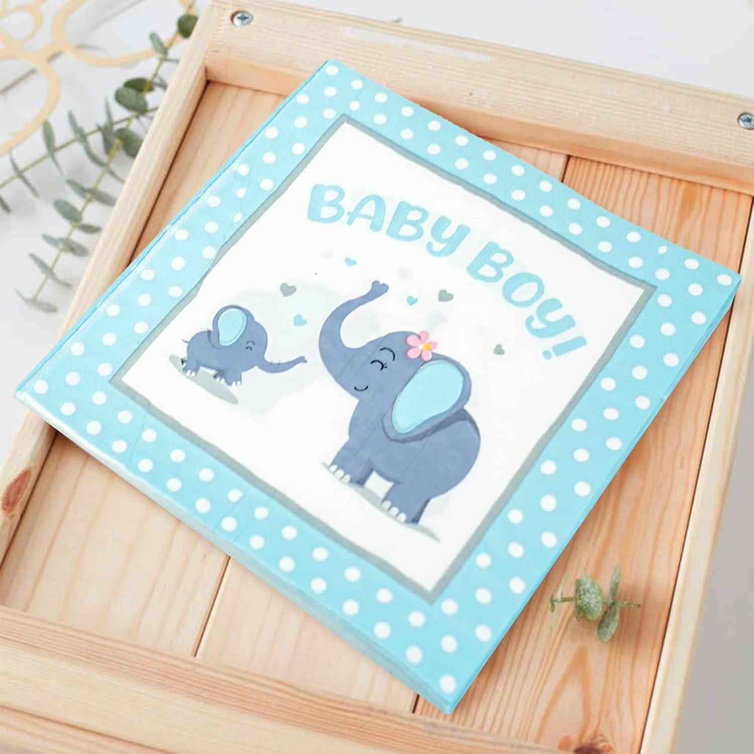 201 piezas de decoración de baby shower de elefante azul para niños, suministros de fiesta de cumpleaños para bebé, mantel, platos de papel,
