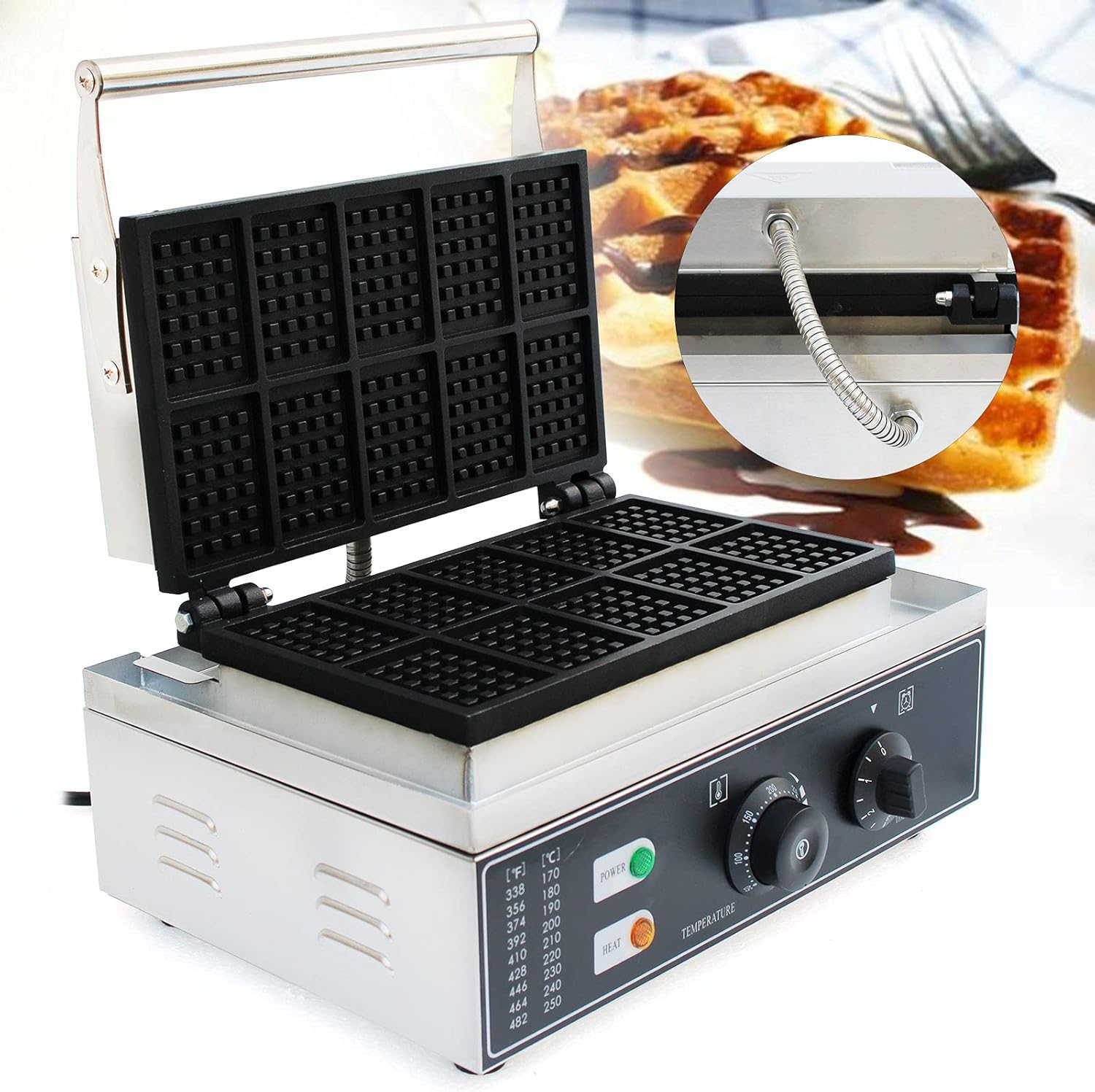 Máquina eléctrica de gofres comercial de 10 piezas, temperatura de 110 V, 122-572 , horneador de gofres belga antiadherente para restaurante y uso