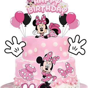 EnlSinr 9 piezas de decoración de pastel de Minnie rosa para niñas, lazo rosa y guantes blancos, decoración de cumpleaños de ratón, decoración de EnlSinr 9 piezas de decoración de pastel de Minnie rosa para niñas, lazo rosa y guantes blancos, decoración de cumpleaños de ratón, decoración de