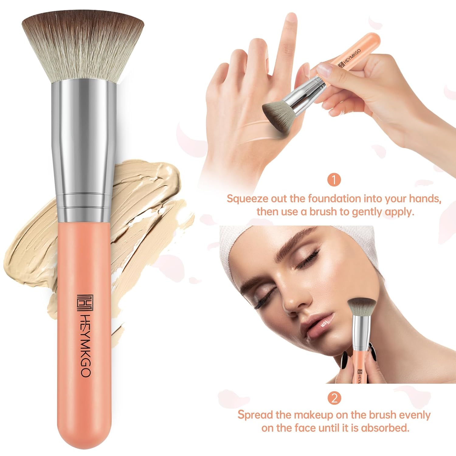 HEYMKGO – Brocha para base de maquillaje líquido, brochas de maquillaje sintético profesional para mezclar polvo líquido o crema, herramientas de