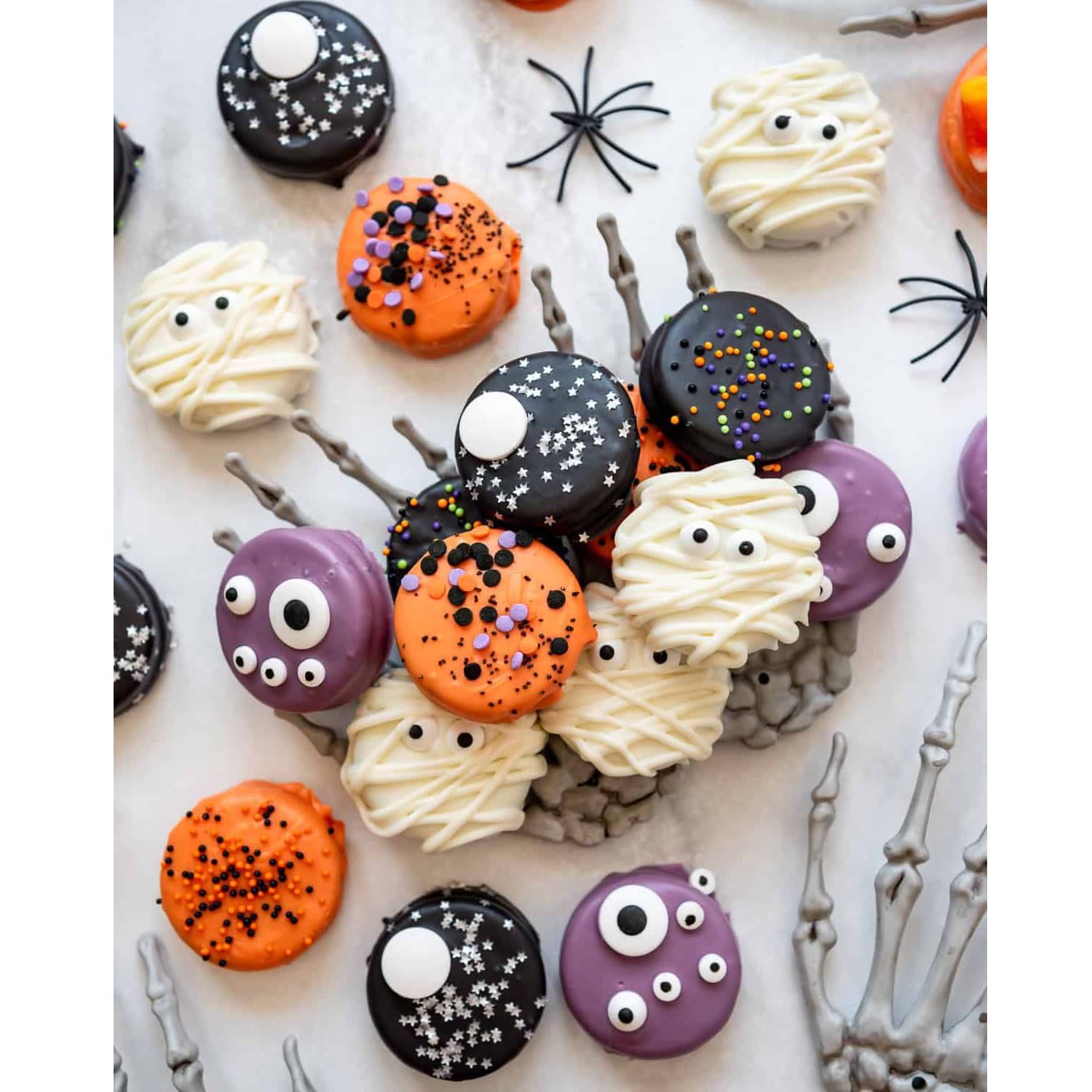 Gránulos oculares para decoración de pasteles, globos oculares de caramelo blanco y negro, globo ocular comestible para decoración de cupcakes,