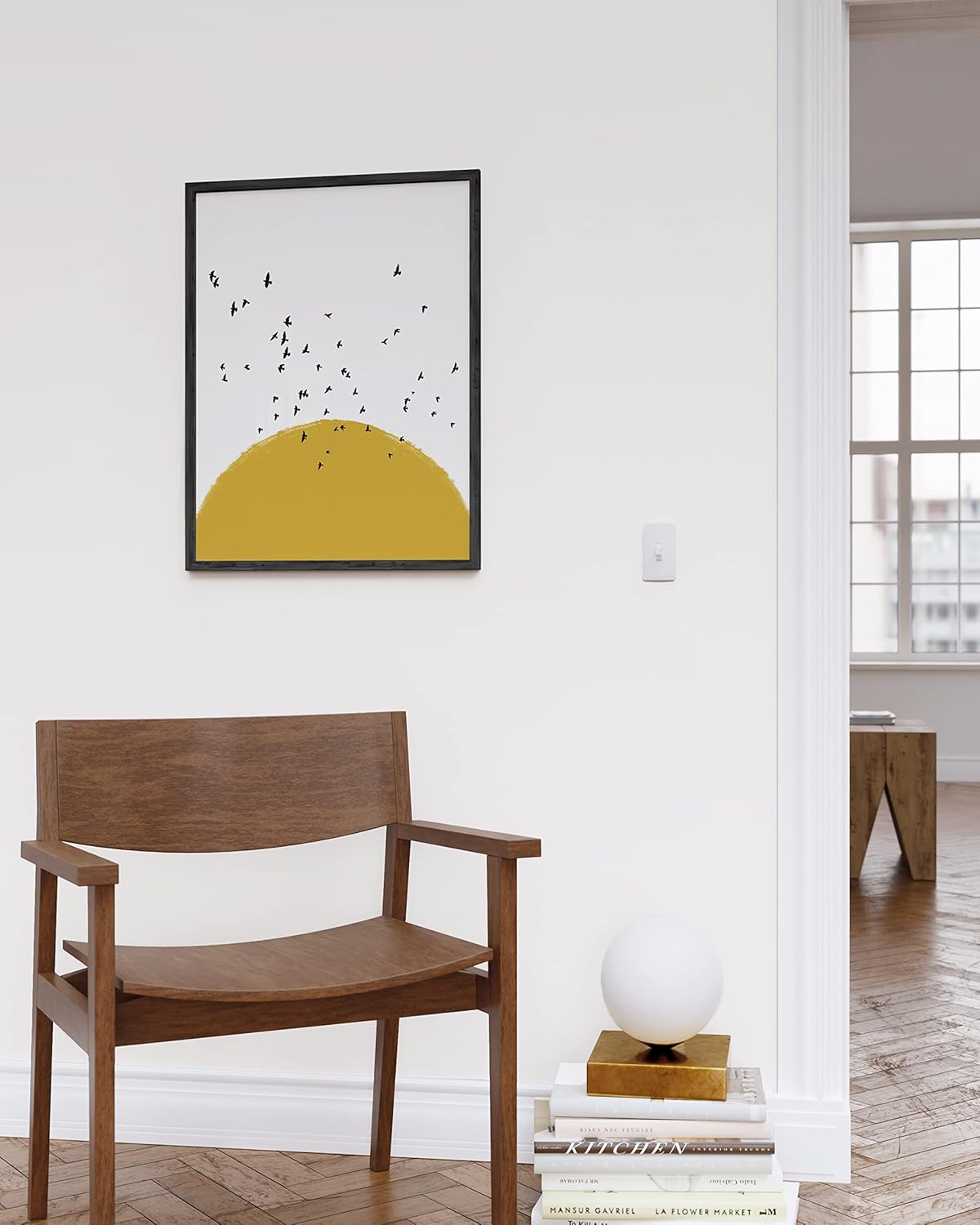 HAUS AND HUES Arte de pared nórdico con impresión artística de sol  Arte de pared amarillo  Decoración de pared moderna de mediados de siglo,