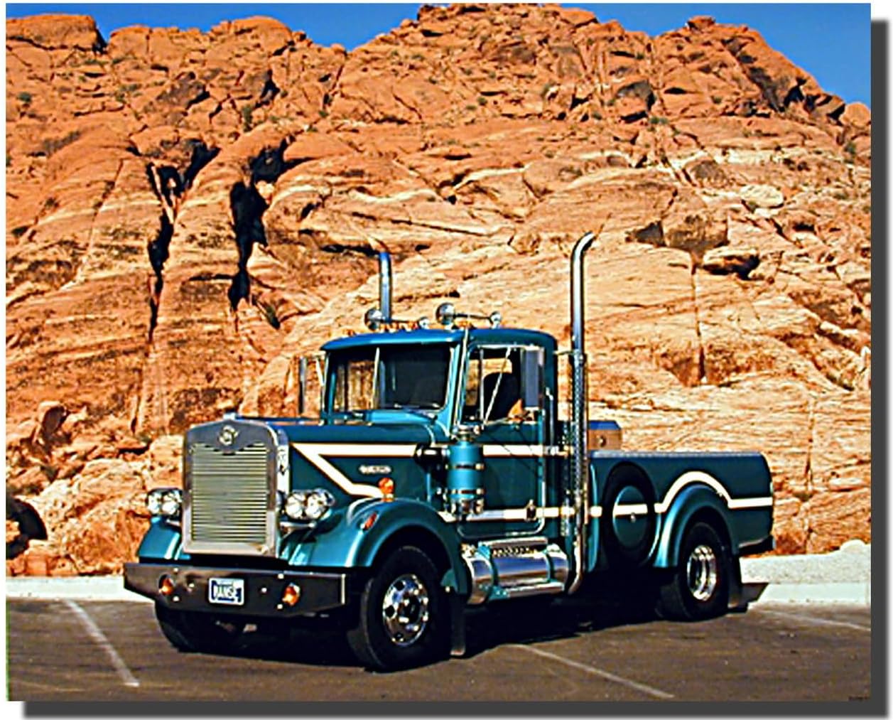 Diesel 1995 Manse Semi Clásico-Teal Truck Decoración de Pared Art Poster (16×20)