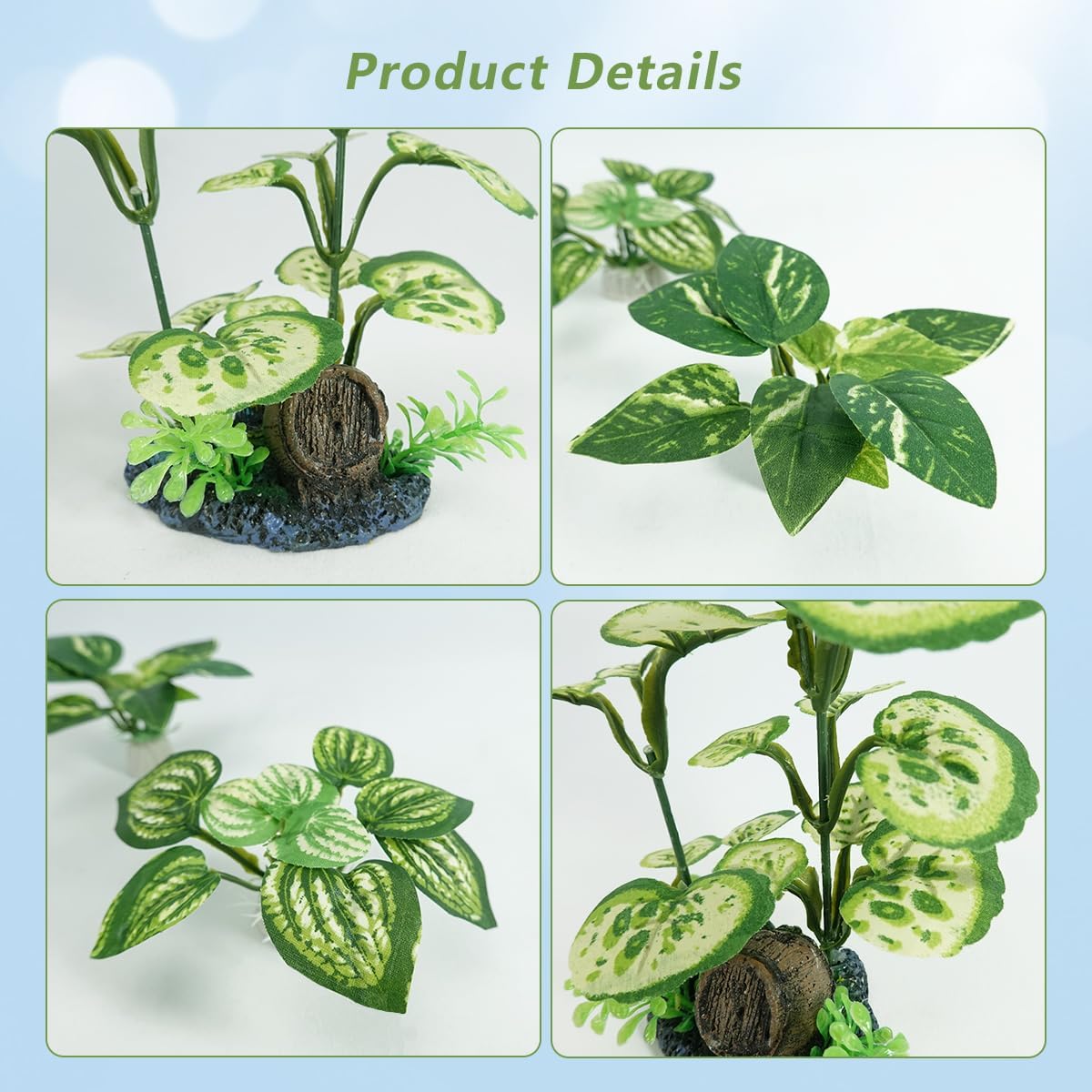 GKPONSX Plantas artificiales de acuario, 4 piezas de decoración de pecera, juego de plantas de seda de plástico para peceras Betta (hierbas verdes,