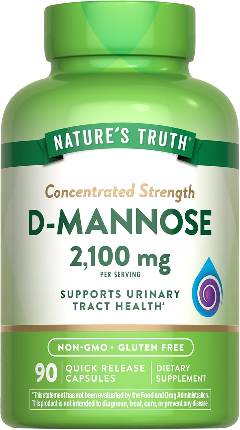Nature’s Truth Cápsulas de D-manosa  2100 mg  90 píldoras  Suplemento sin OMG y sin gluten