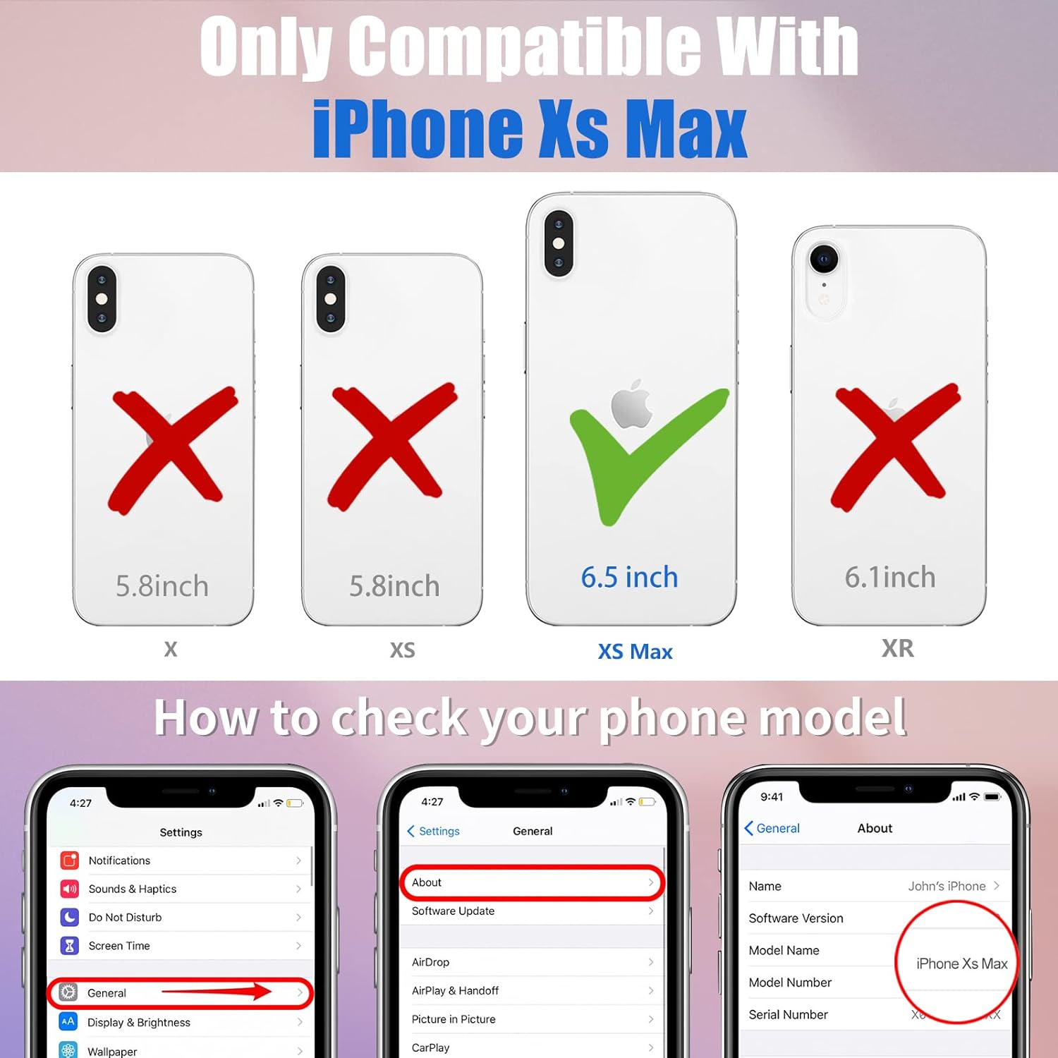 Toycamp Funda para iPhone Xs MAX con soporte de anillo, diseño de mariposas negras, funda de dibujos animados para mujeres, niñas, niños,
