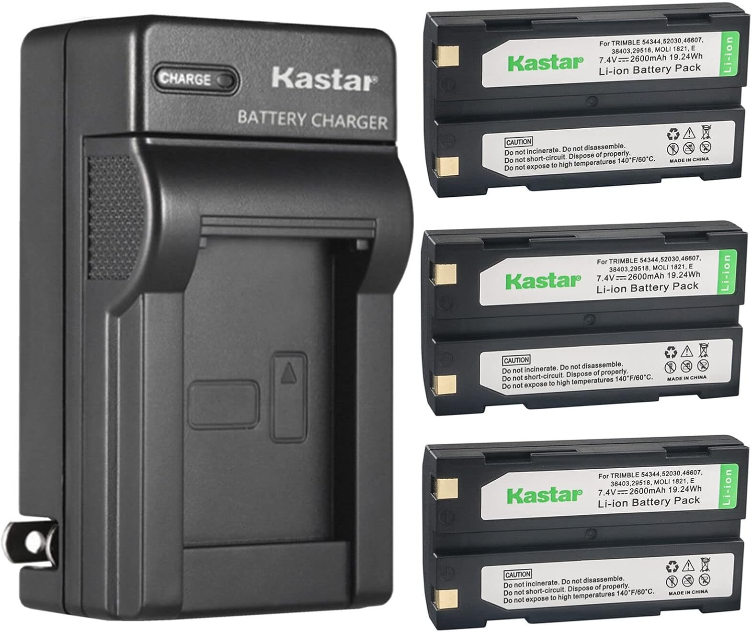 Kastar Paquete de 3 baterías Ei-D-Li1 y cargador de pared de CA de repuesto para Trimble 29518 38403 46607 52030 52030 54344, transmisor GPS Trimble