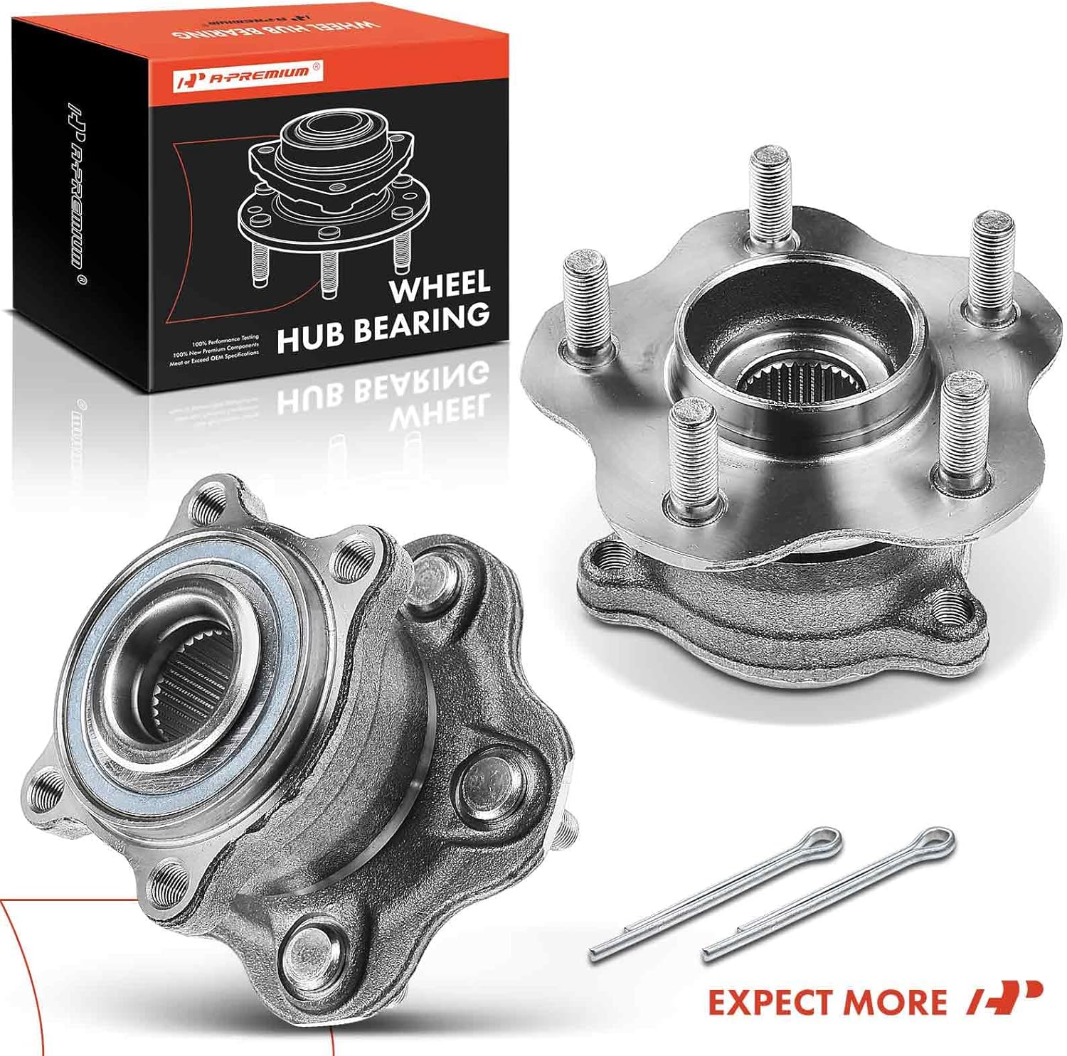 A-Premium Buje de rueda trasera y conjunto de rodamientos compatible con Infiniti EX35 EX37 FX35 FX37 G35 M56 M45 Nissan 370Z izquierda y derecha